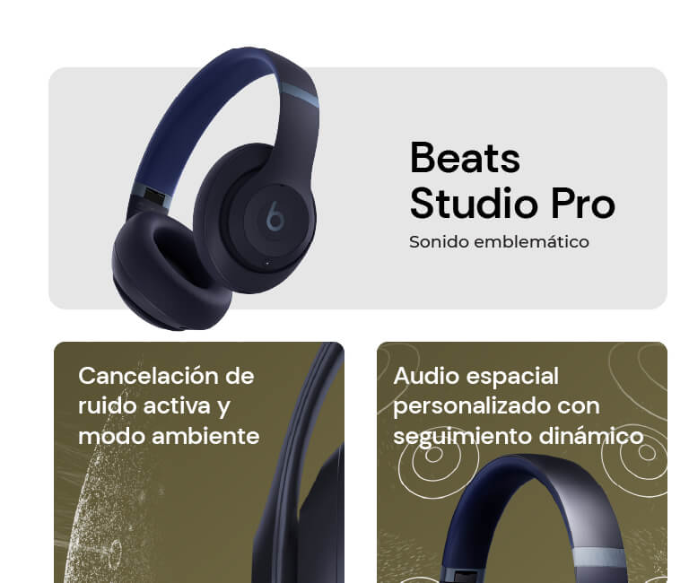 Beats Studio Pro, Cancelación de ruido activa y modo ambiente y audio espacial personalizado