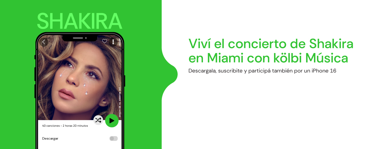 kölbi música te lleva a ver a Shakira en Miami. Descargala, suscribite y participá