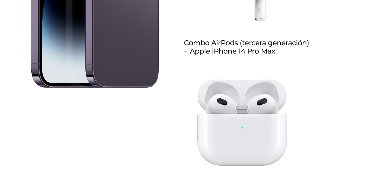 En combo AirPods (tercera generación) + Apple iPhone 14 Pro Max