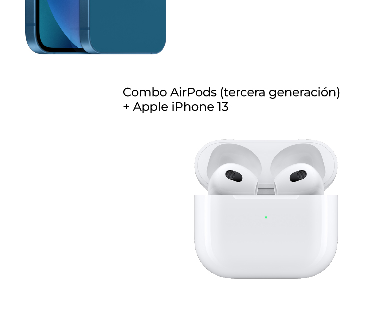 En combo Airpods (tercera generación) + Apple iPhone 13