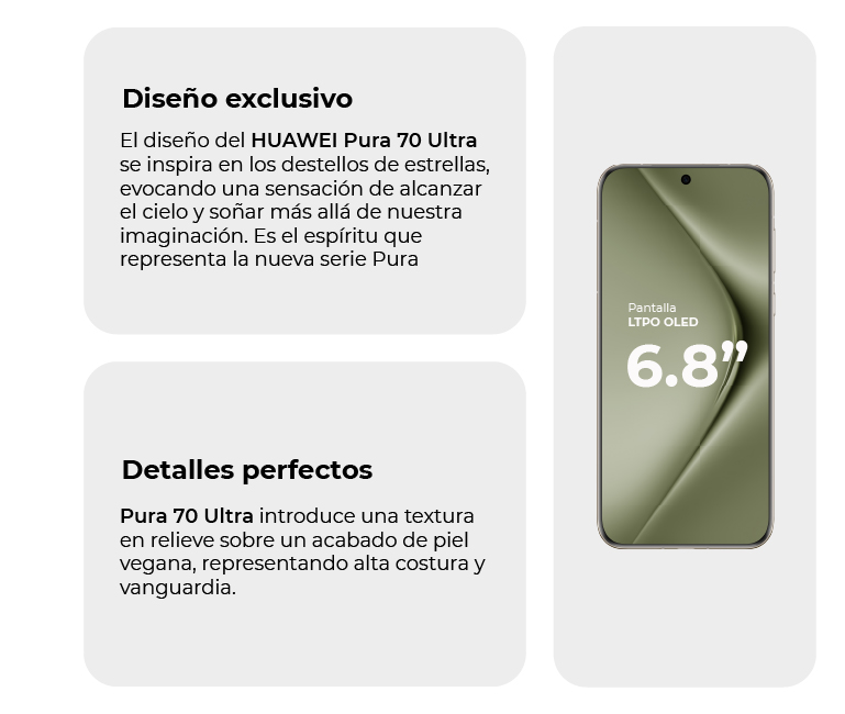 Con una textura en relieve sobre un acabado de piel vegana, con una pantalla LTPO OLED de 6.8"