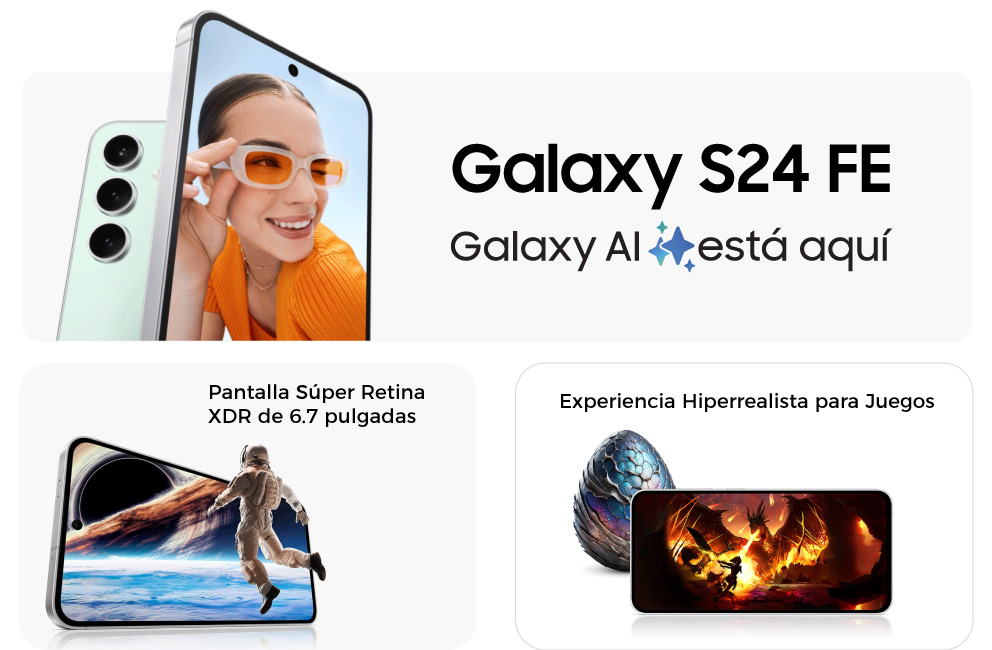 Galaxy S24 FE con pantalla súper retina y experiencia hiperrealista para juegos