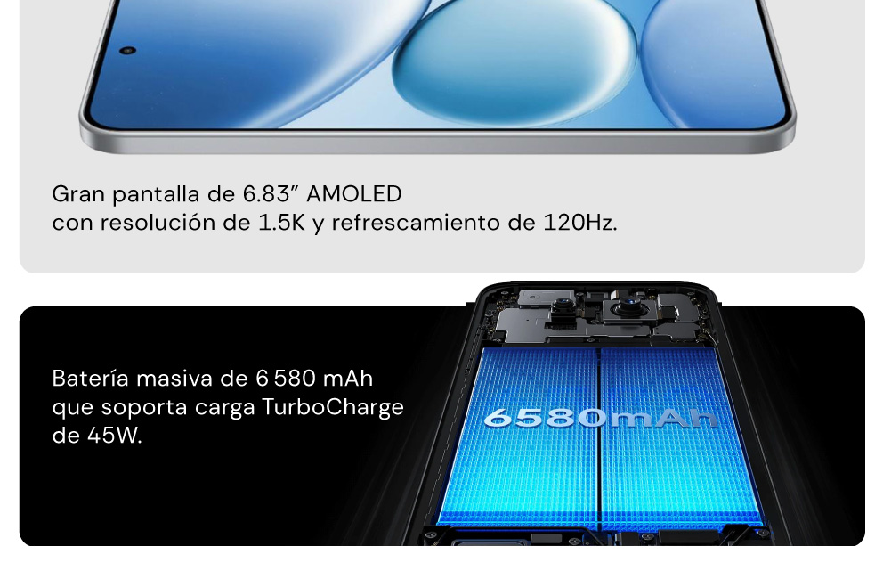 Batería masiva de 6 580 mAh