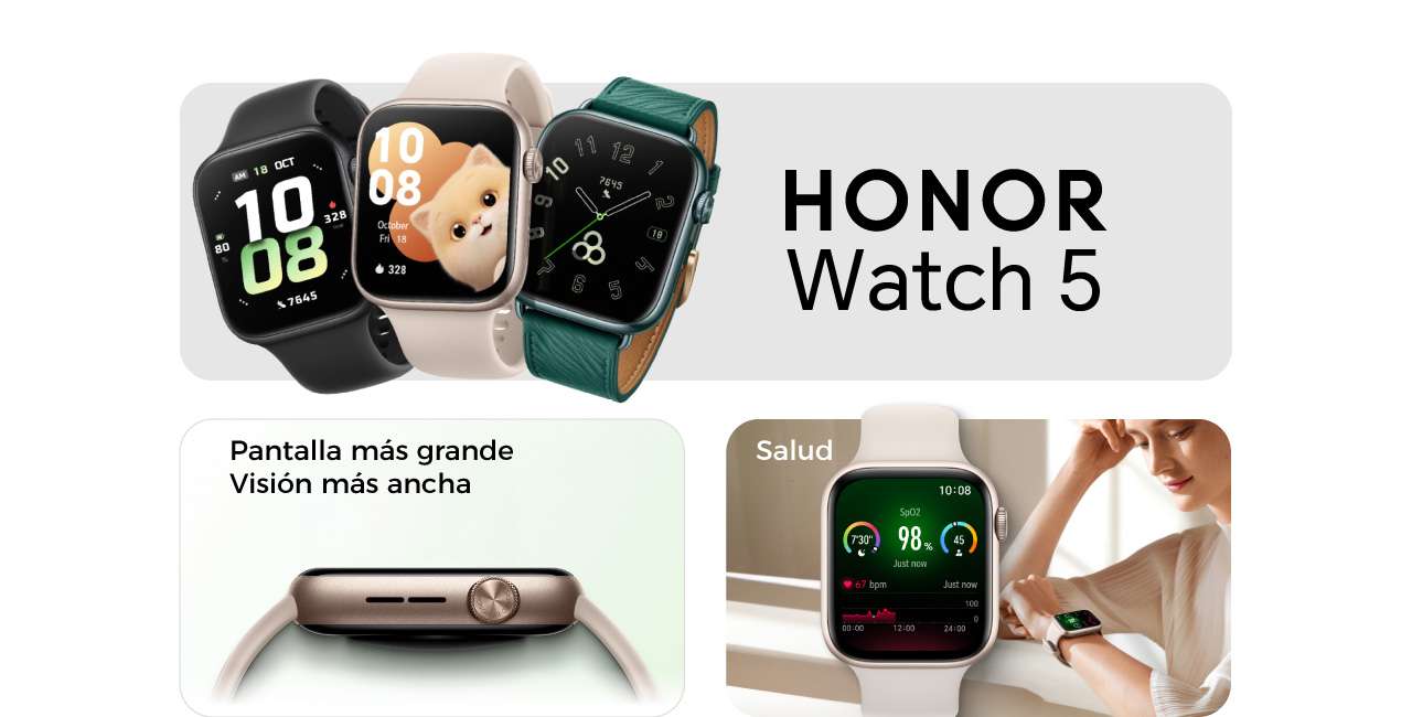 HONOR Watch 5 pantalla más grande visión más ancha
