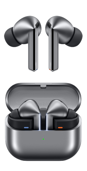 Samsung Galaxy Buds 3 Pro vista frontal con caja