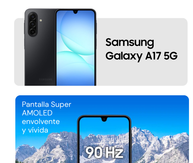 Galaxy A17 5G Pantalla Super AMOLED envolvente y vívida