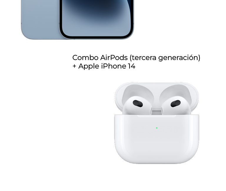 En combo AirPods (tercera generación) + Apple iPhone 14