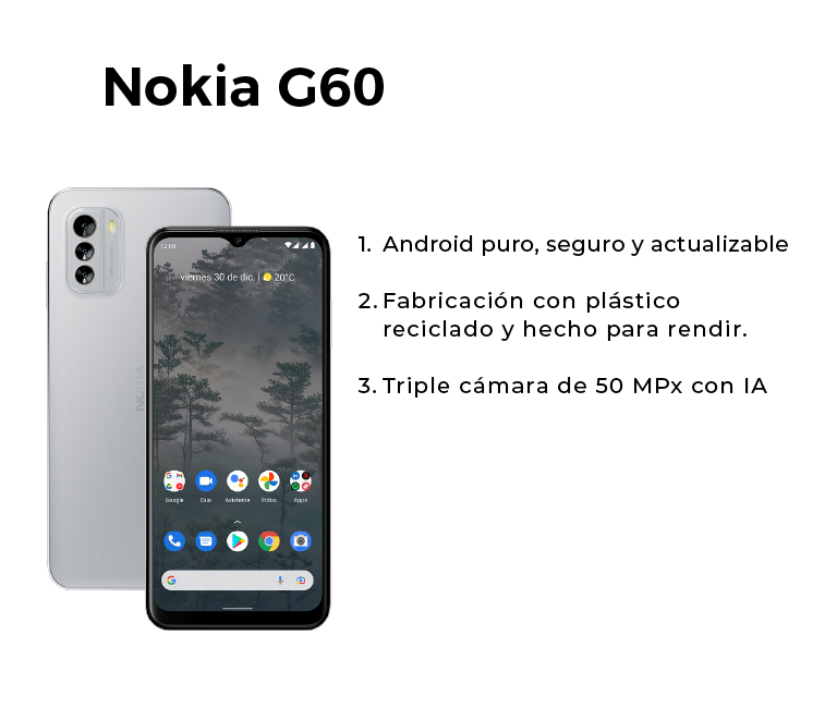 Nokia G60, triple cámara de 50mpx con ai
