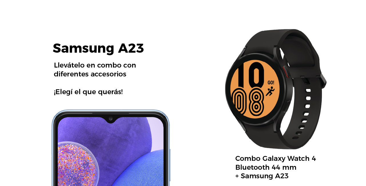  Combo Galaxy Watch 4 Bluetooth 44 mm + Samsung A23