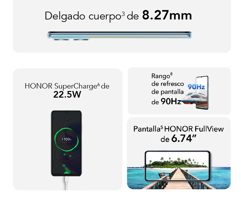 HONOR X7A con una pantalla de 6,74 pulgadas y super chage de 22.5watts