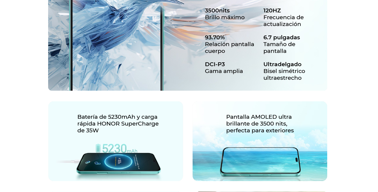 Con batería de 5230mah y carga rápida honor supercharge de 35w