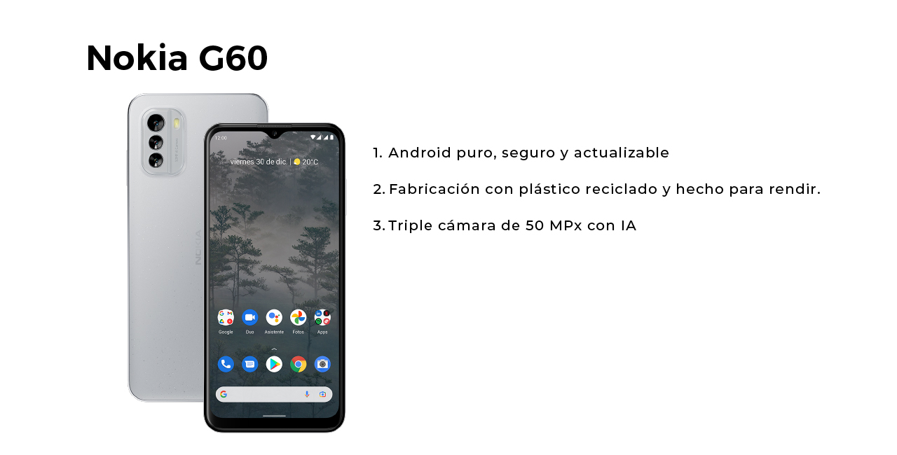 Nokia G60, triple cámara de 50mpx con ai