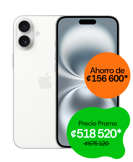 iPhone 16 Plus vista frontal y trasera promo
