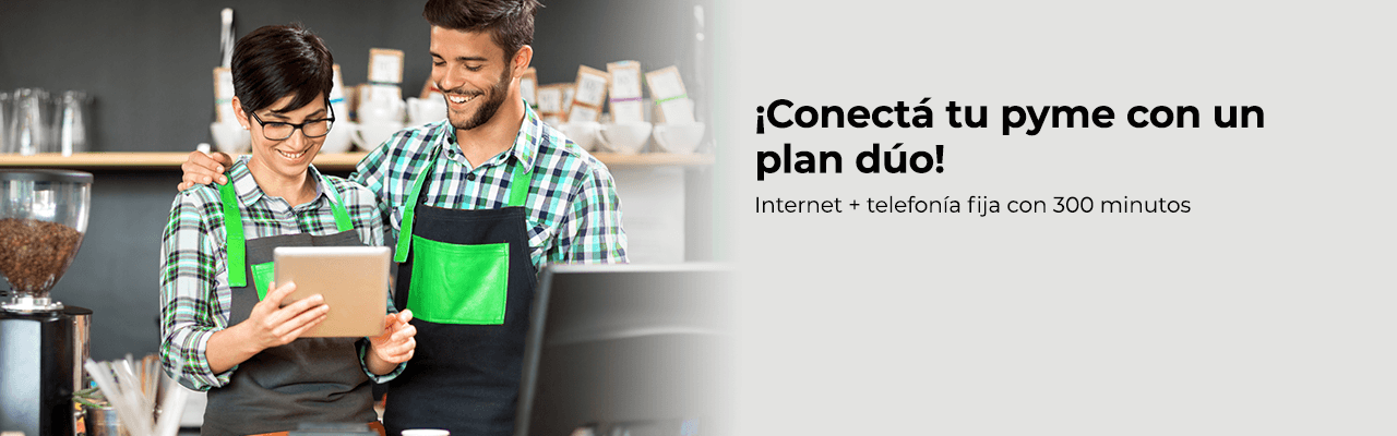 ¡Conectá tu pyme con un plan dúo!  Internet + telefonía fija con 300 minutos