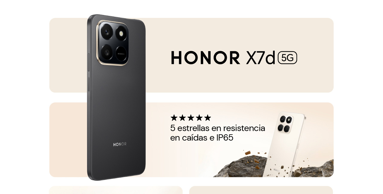HONOR X7d: 5 estrellas en resistencia en caídas e IP65 