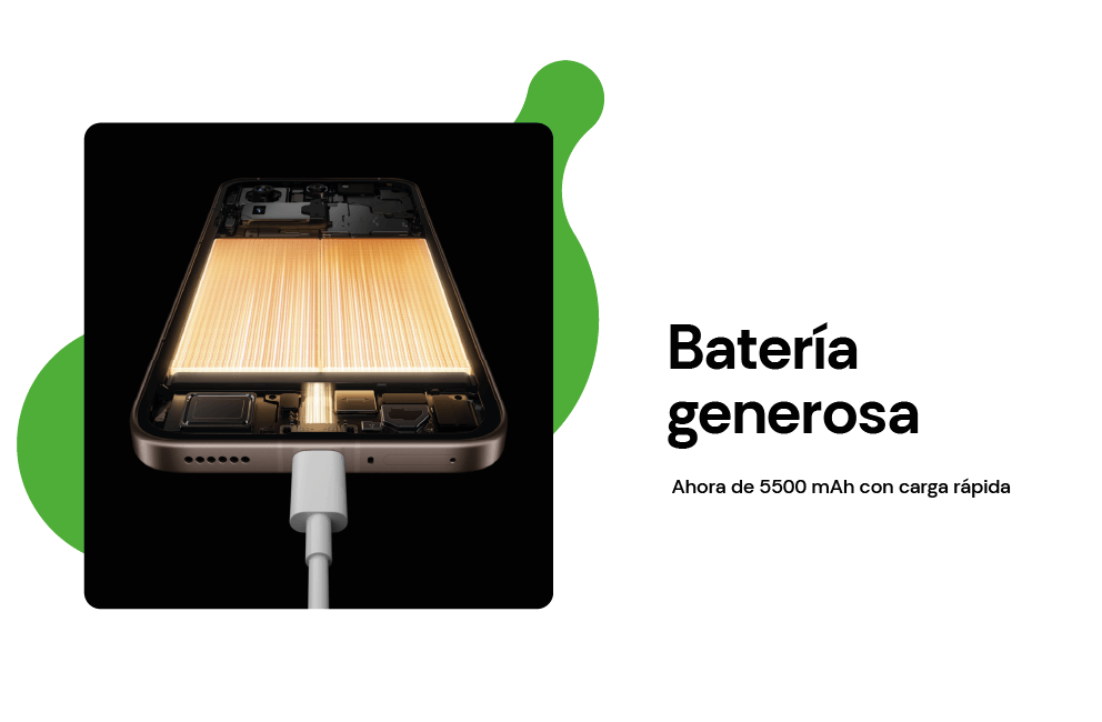 Batería de 5 500 mAh con carga rápida