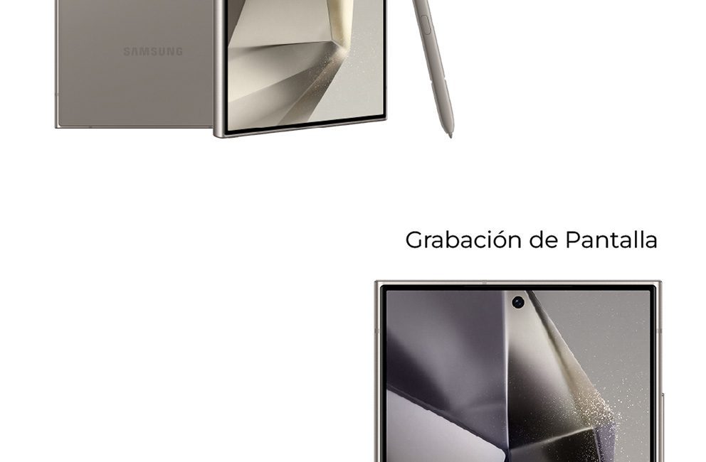 Samsung Galaxy S24 ultra vista trasera con grabación de pantalla