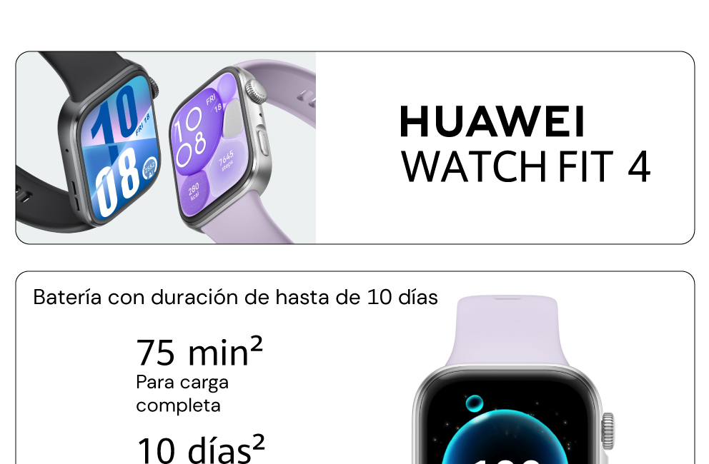 Huawei Watch Fit 4 con batería con duración de hasta 10 días