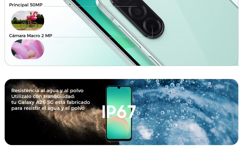IP67: resistencia al agua y al polvo