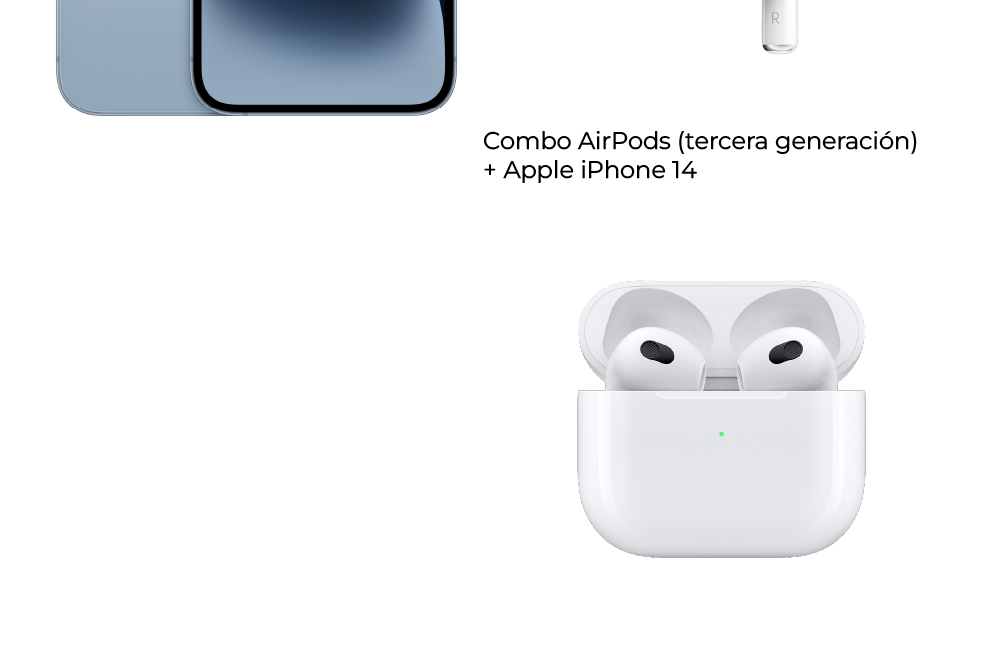 En combo AirPods (tercera generación) + Apple iPhone 14