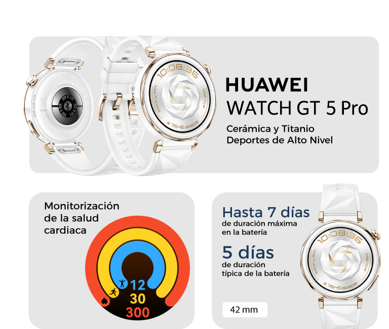 Huawei Watch GT 5 Pro de 42mm, hasta 7 días de duración máxima en la batería