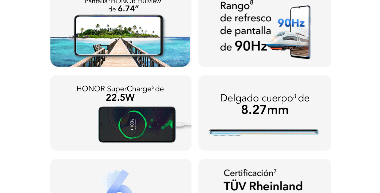 HONOR X7A con una pantalla de 6,74 pulgadas y super chage de 22.5watts