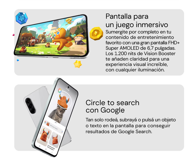 Pantalla para juegos inmersivos y resultados de búsqueda de Google con solo seleccionar un objeto