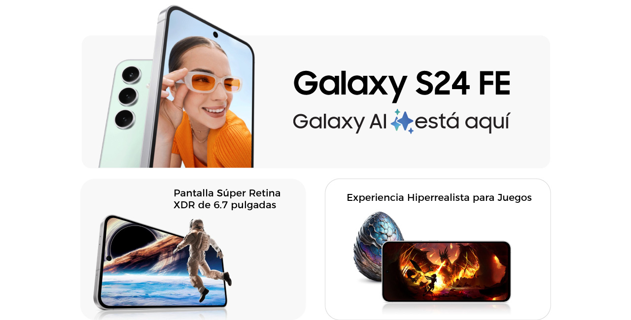 Galaxy S24 FE con pantalla súper retina y experiencia hiperrealista para juegos