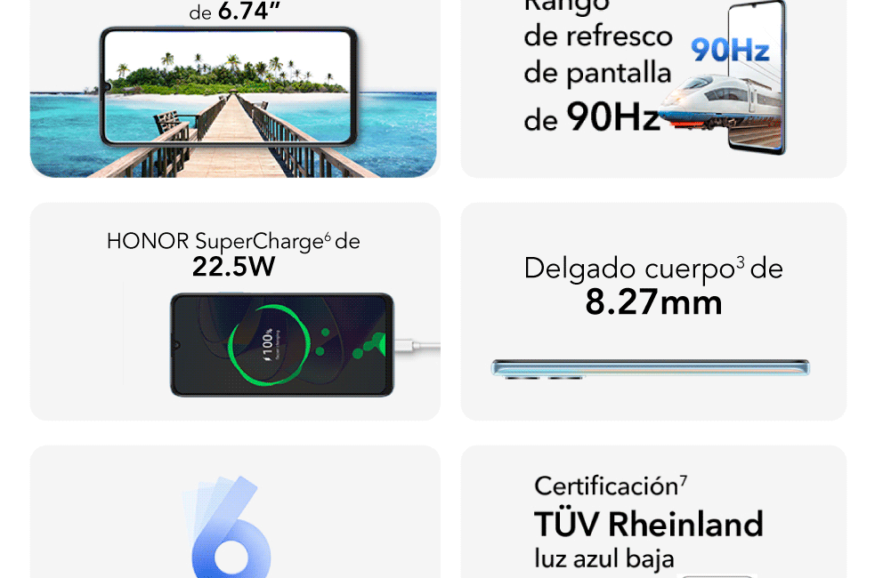 HONOR X7A con una pantalla de 6,74 pulgadas y super chage de 22.5watts