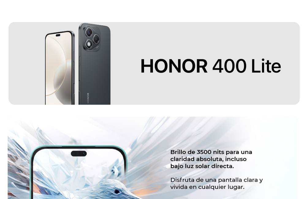 Honor 400 lite, con brillo de 3500 nits para una claridad absoluta