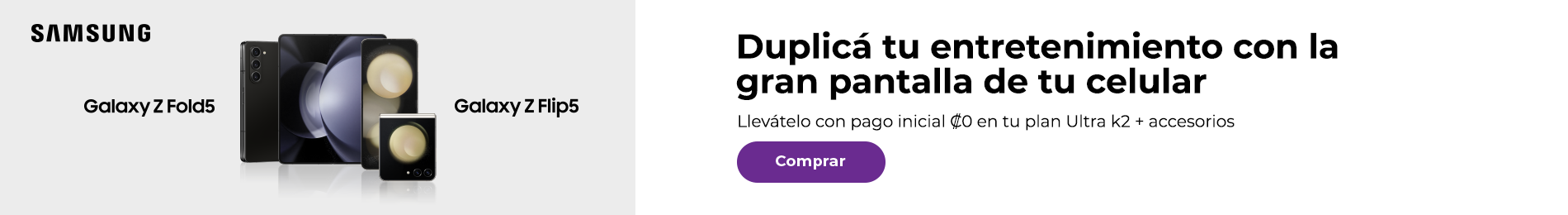 Galaxy Z Fold5 y Z Flip5, llevátelo con pago inicial ₡0 en tu plan Ultra k2 + accesorios
