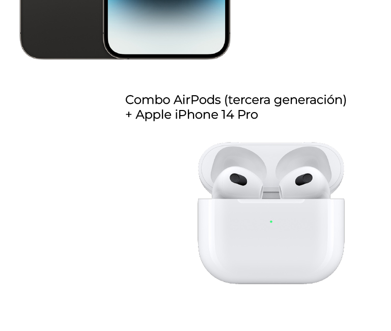En combo AirPods (tercera generación) + Apple iPhone 14 Pro