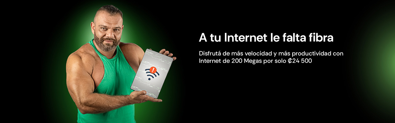 A tu Internet le falta fibra. Disfrutá más velocidad y más productividad con Internet x solo ₡24 500