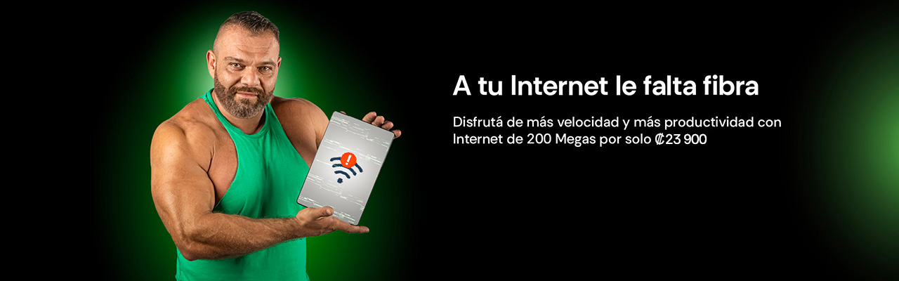 A tu Internet le falta fibra. Disfrutá más velocidad y más productividad con Internet x solo ₡23 900
