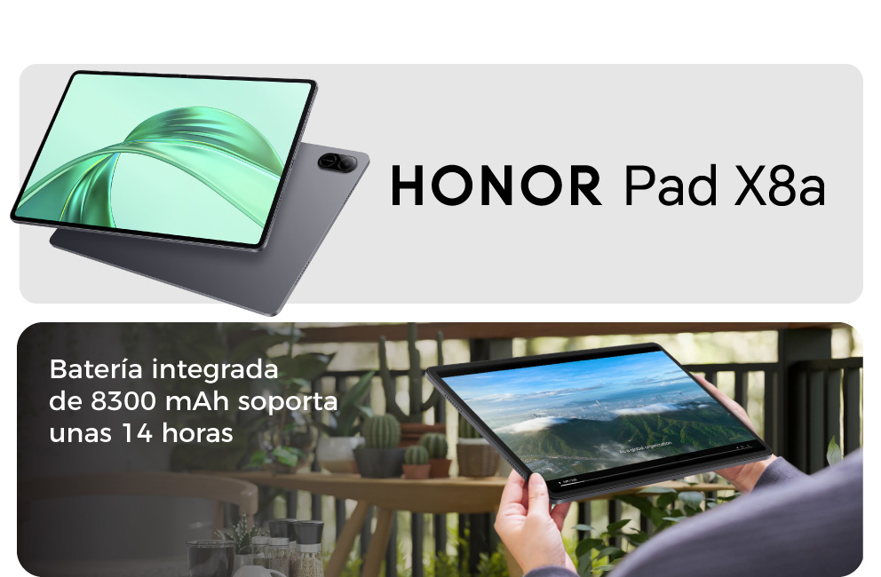 Pad X8a con batería integrada de 8300 mAh soporta unas 14 horas 