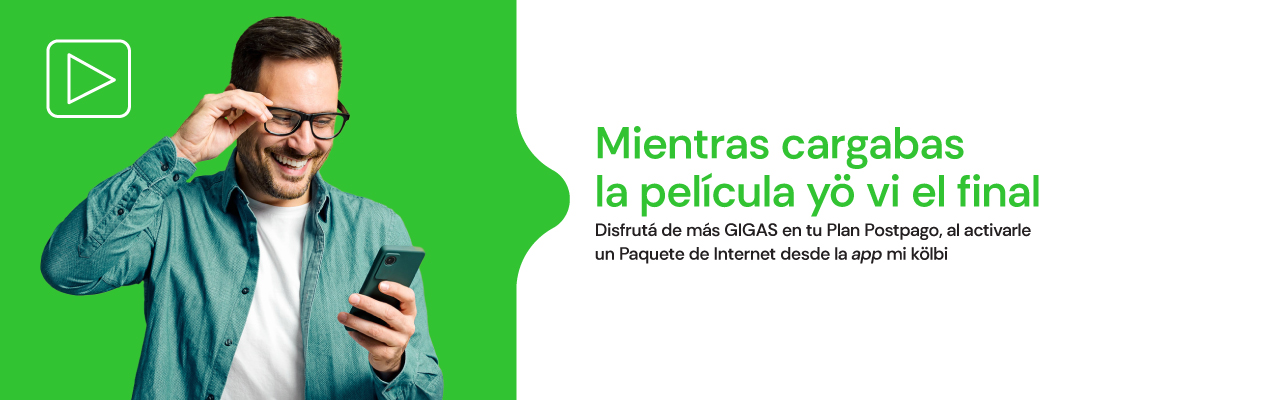 Disfrutá de más GIGAS en tu plan al activarle un paquete de Internet desde la app kolbi.