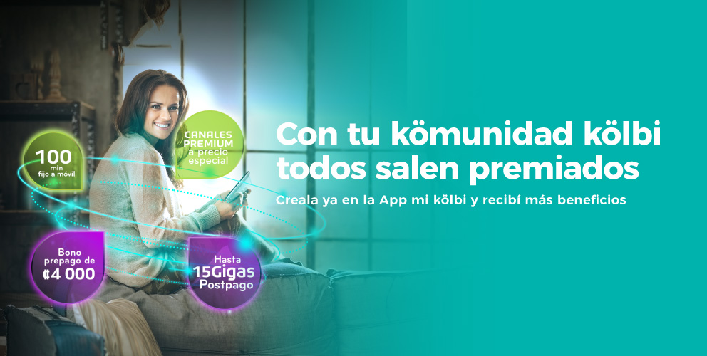 Con tu kömunidad kölbi todos salen premiados. ¡Creala ya en la app mi kölbi! Uní tu postpago + postpago o postpago + pyme y recibí más beneficios. Descargar la app acá