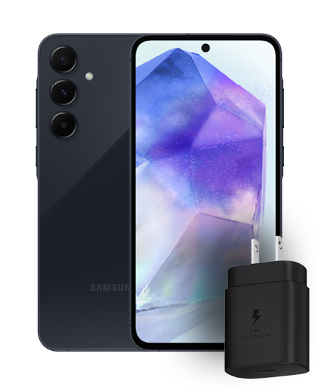 Samsung A35 vista frontal, trasera y regalo