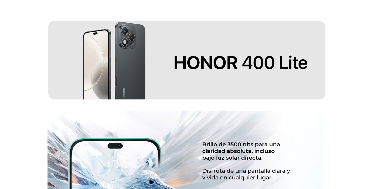 Honor 400 lite, con brillo de 3500 nits para una claridad absoluta