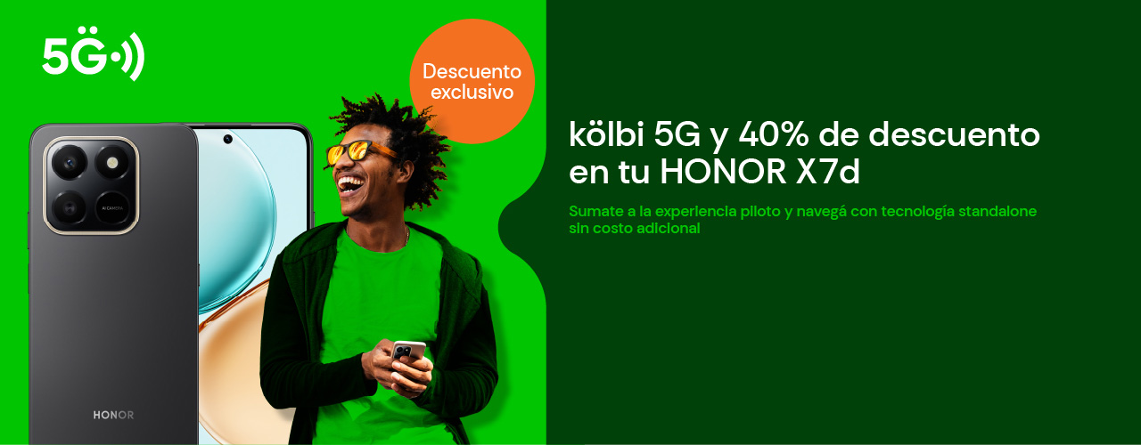 Viví la experiencia piloto kölbi 5G con el HONOR X7d a 40% descuento