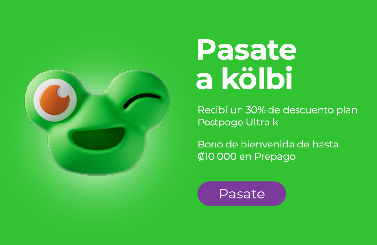 Pasate a kölbi y recibí un 30% de descuento en plan postpago o bono de 10.000 colones en prepago