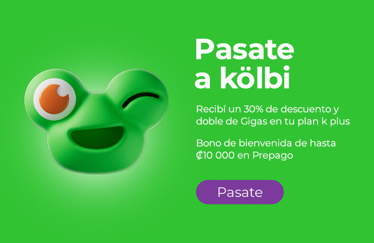 Pasate a kölbi y recibí un 30% de descuento y doble de gigas en plan postpago o bono de 10.000 colones en prepago