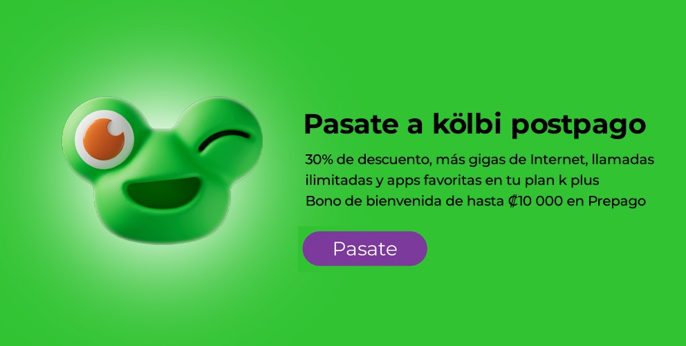 Pasate a kölbi y recibí un 30% de descuento en plan postpago o bono de 10.000 colones en prepago