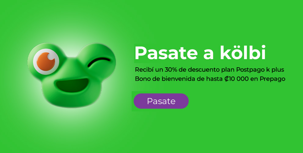 Pasate a kölbi y recibí un 30% de descuento en plan postpago o bono de 10.000 colones en prepago