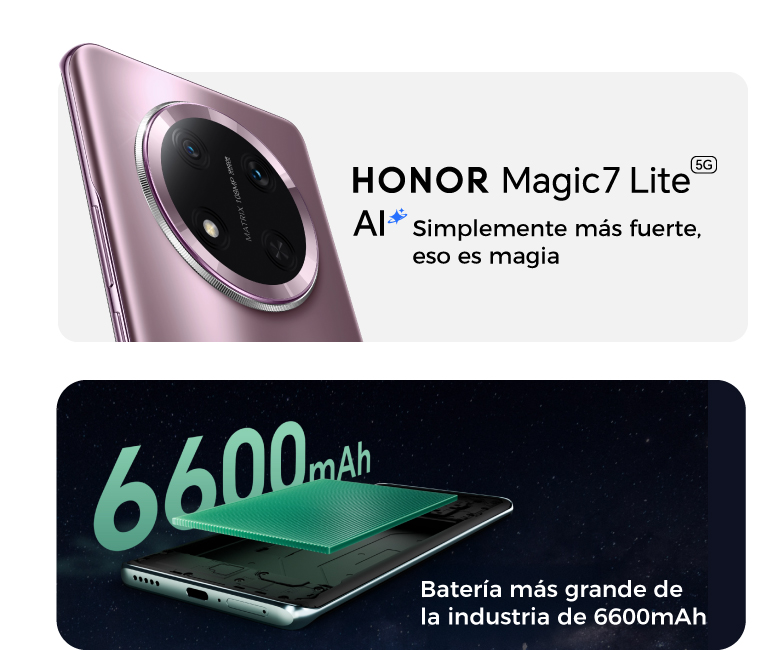 HONOR Magic 7 Lite Batería más grande de la industria de 6600mAh
