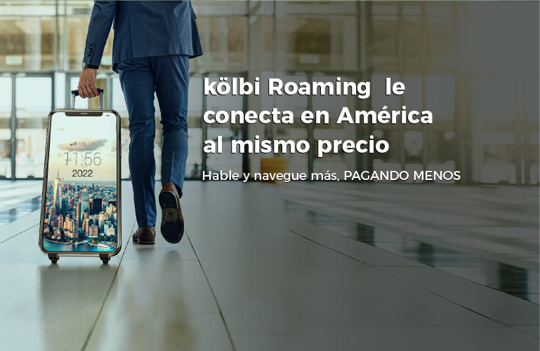 kölbi Roaming le conecta en todo América al mismo precio. Hable y navegue más, pagando menos. 