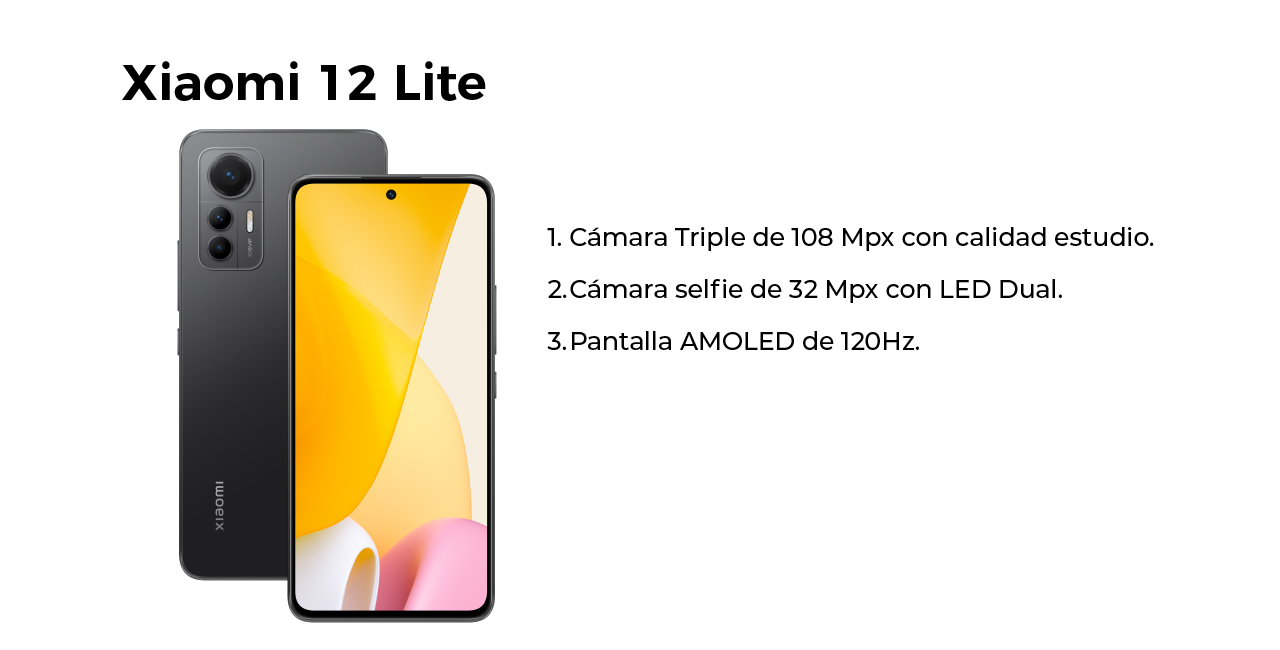 Xiaomi 12 lite, con triple cámara de 108mpx y pantalla AMOLED de 120hz