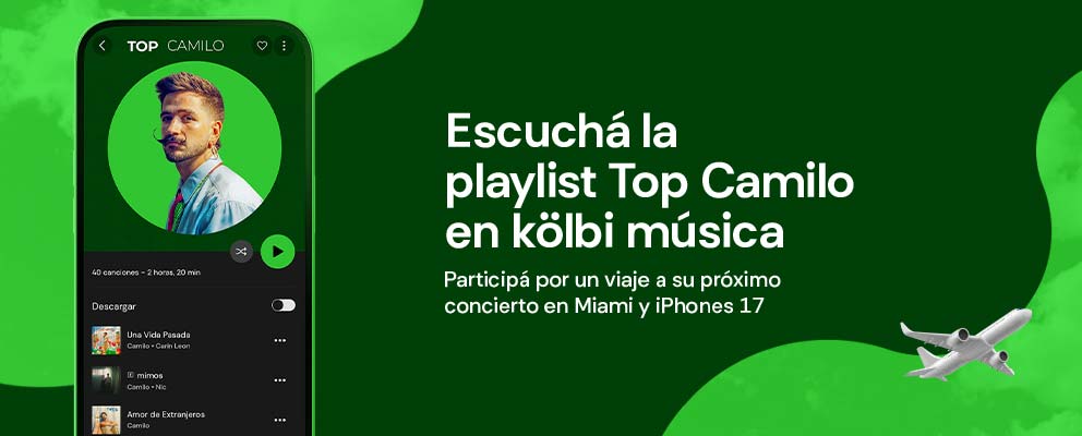 Escuchá la playlist Top Camilo en kölbi música y participá por un viaje a su concierto
