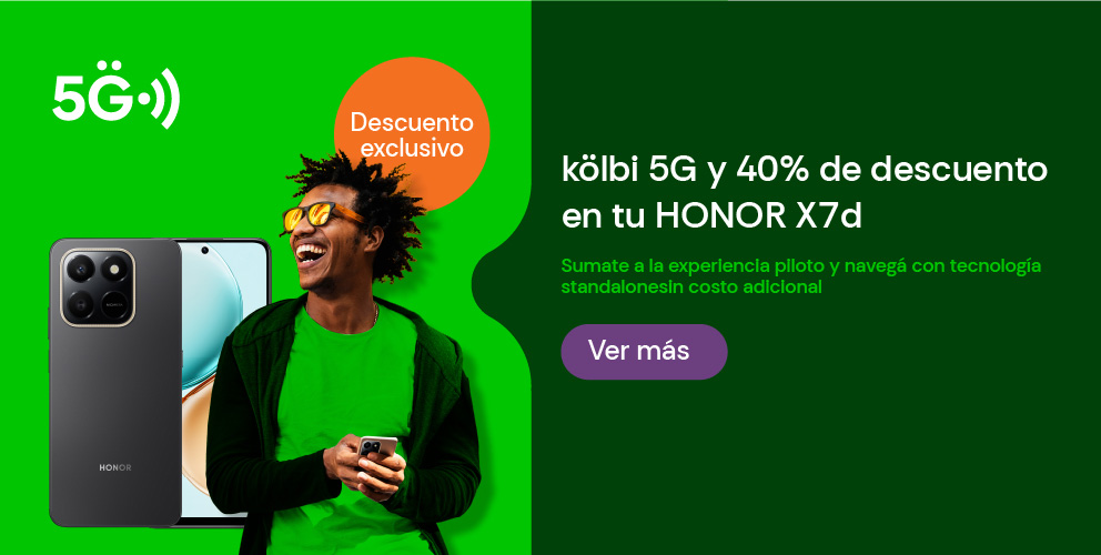 Viví la experiencia piloto kölbi 5G con el HONOR X7d a 40% descuento