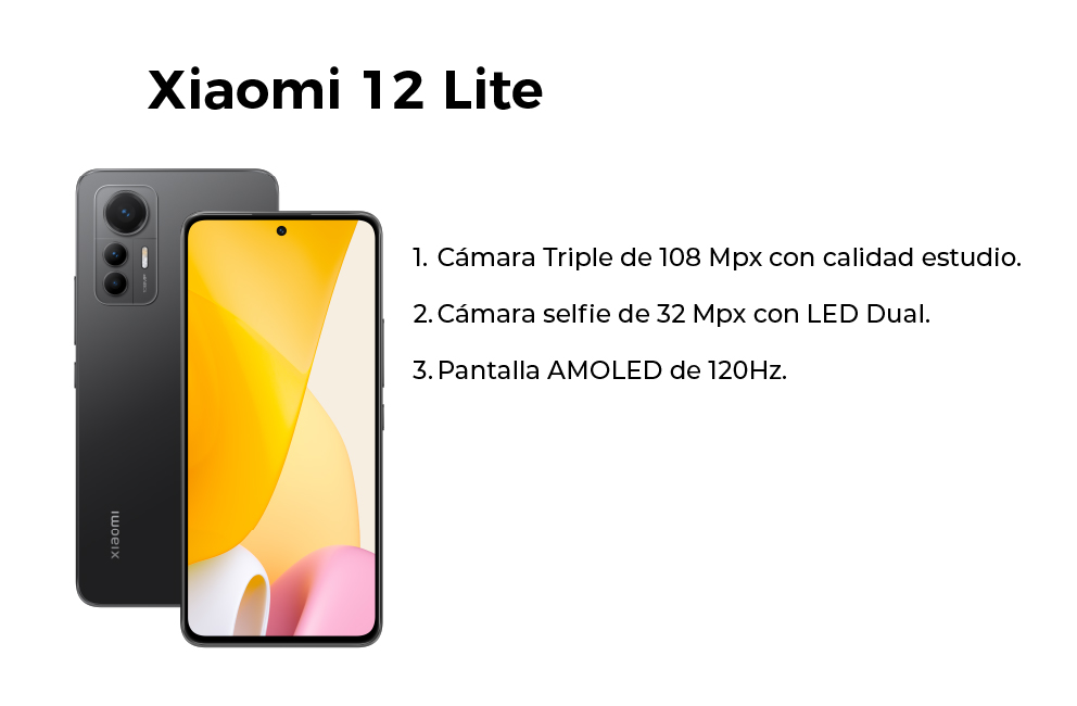 Xiaomi 12 lite, con triple cámara de 108mpx y pantalla AMOLED de 120hz